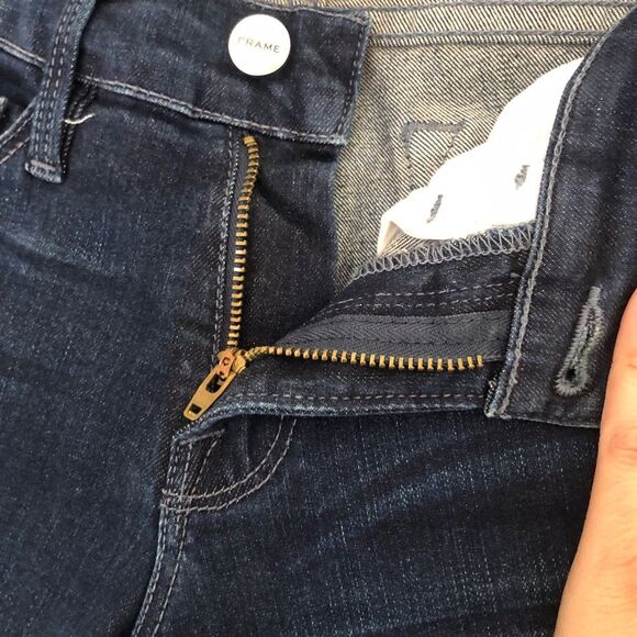 FRAME DENIM LE SKINNY DE JEANNE SIZE 24 BLUE DISTRESSED - Picture 7 of 10